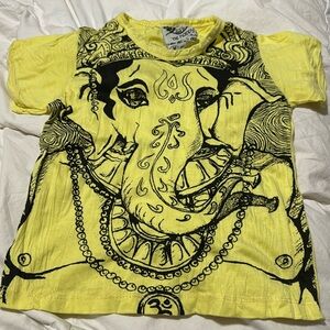 Genie Back to Basics Kids Ganesha Graphic T-Shirt Yellow Cotton Size M
